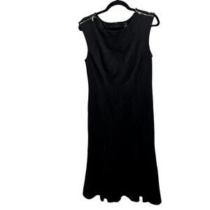 NWT $119 Ann Taylor 6 A-Line Black Midi Dress Shoulder Zip